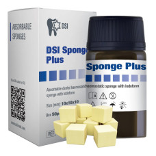 Гемостатична губка з йодоформом DSI Sponge Plus with iodoform, Куб 10x10х10 мм.