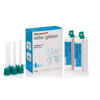 Elite Glass (Еліт Глас), 2 картріджа по 50ml, прозорий А-силікон для створення матриць в роті пацієнта для подальшої полімеризації світлозатверджуваних матеріалів при роботі з вінірами в реставраційно-естетичній терапії, 6 насадок. Zhermack.