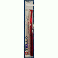 Монопучкова зубна щітка TELLO SHORT Ultra Soft Single d 0,10 mm. Швейцарія - Червоний