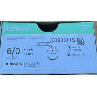 Нитка не розсмоктуюча шовний матеріал Dafilon  6-0 DS 16 75 см B.Braun Іспанія