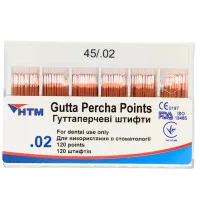 Гутаперчеві штифти 120 штук, 02 конус 45 розмір. 