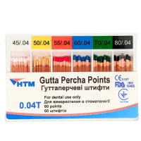 Гутаперчеві штифти 60 штук, 04 конус  №45-80