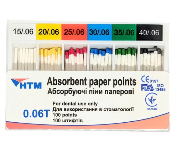 Гутаперчеві штифти 60 штук, 06 конус №15-40 Spident (Корея)
