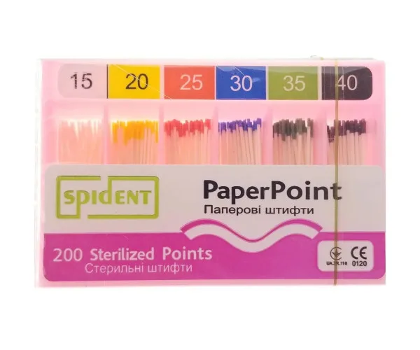 Паперові штифти 200 штук, 02 конус. - №15-40 Spident (Корея)
