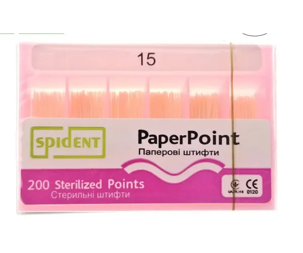 Паперові штифти 200 штук, 02 конус. - №15 Spident (Корея)