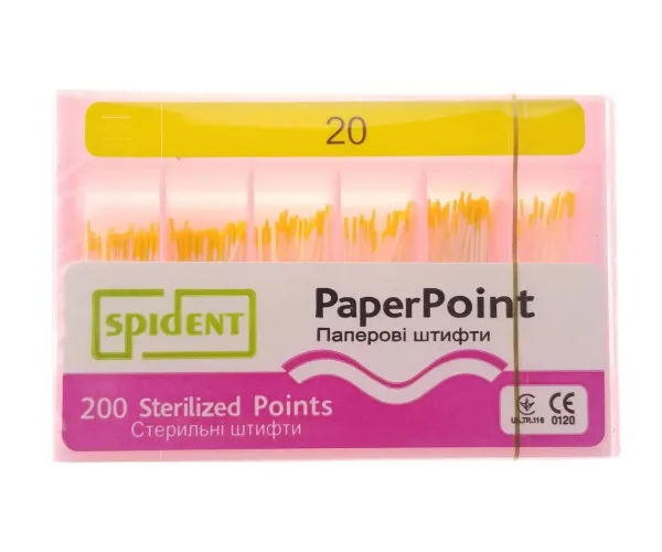 Паперові штифти 200 штук, 02 конус. - №20 Spident (Корея)