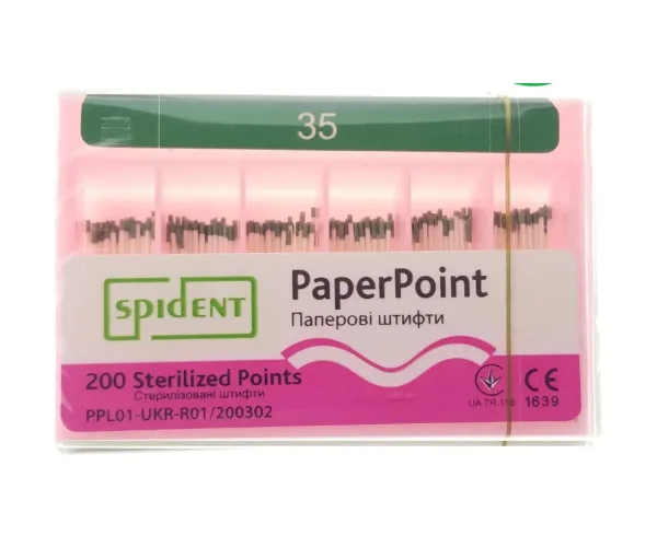 Паперові штифти 200 штук, 02 конус. №35 Spident (Корея)