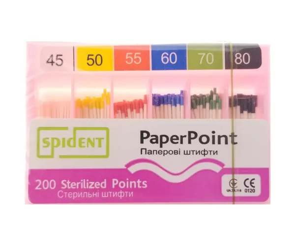 Паперові штифти 2 конусність розмір 45-80 Spident (Корея)
