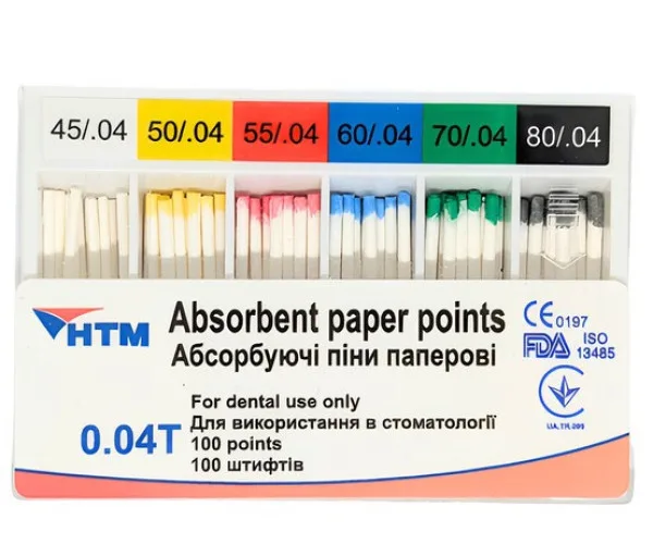 Паперові штифти 4 конусність розмір 45-80 Spident (Корея)