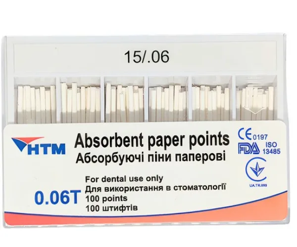 Паперові штифти 60 штук, 06 конус. №15 Spident (Корея)