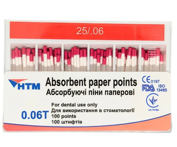 Паперові штифти 60 штук, 06 конус. №25 Spident (Корея)