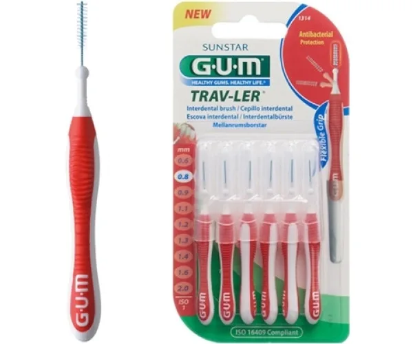 Йоржики GUM TravLer 0.8 mm, червоні, 6 штук.GUM