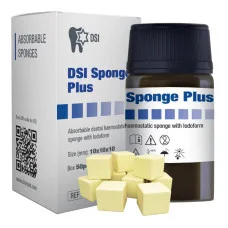 Гемостатична губка з йодоформом DSI Sponge Plus with iodoform, Куб 10x10х10 мм.