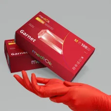 Рукавички нітрилові розмір XS Червоні Garnet  (50 пар.)Mediok