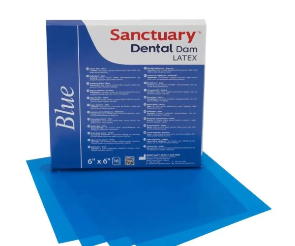 Кофердам хустинки Dental Dam (Дентал Дам), латексний, синій, 36шт Sanctuary