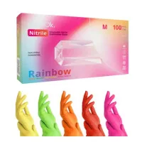 Рукавички нітрилові розмір М  різнокольорові Rainbow мікс 5 кольорів. MediOK. 50 пар