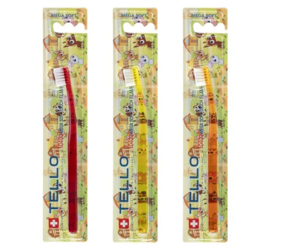 Зубна щітка Tello Kids (Телло Кідс), 10400 Mega Soft, d 0.10mm. Tello Tello Switzerland