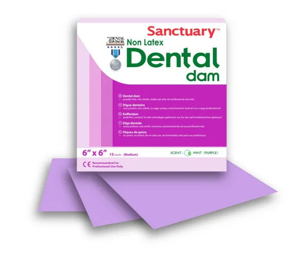 Кофердам хустинки без латексу, (Non Latex Dental Dam), пурпурний з Sanctuary