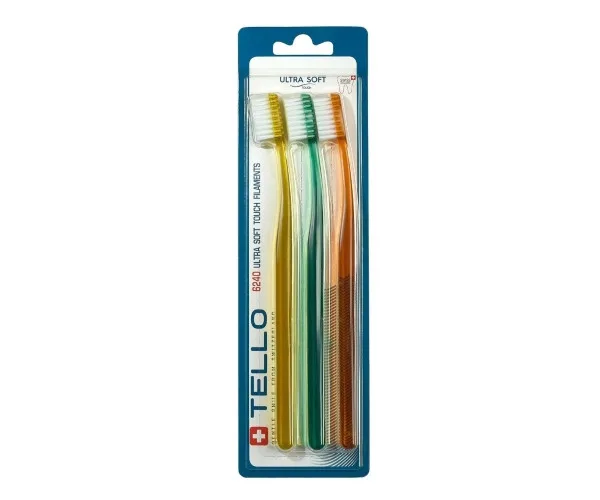 Набір зубних щіток TELLO 6240 Ultra Soft (3шт.) Tello Switzerland