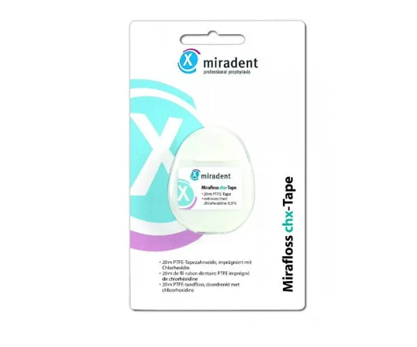 Зубна стрічка (флосс) Miradent Mirafloss® Tape CHX невощена. Miradent Miradent (Німеччина)