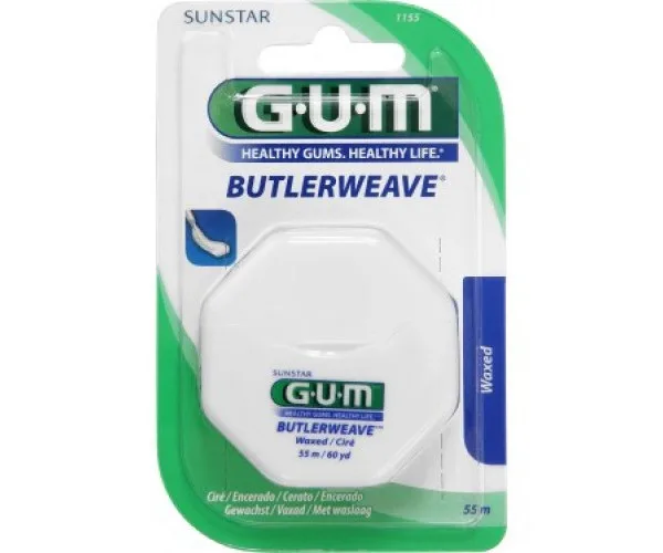 Зубна нитка GUM ButlerWeave вощеная,упаковка 55 м. GUM
