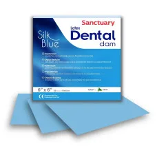 Коффердам хустинки Silk Blue Medium Dental Dam Mint, латексний, блакитний шовк. Sanctyary