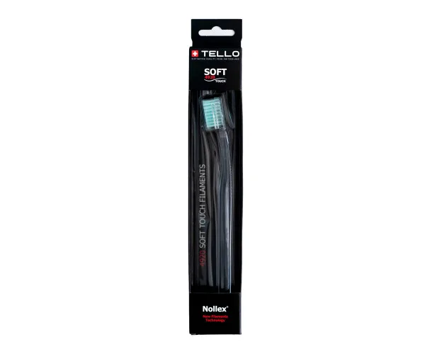 Зубна щітка Tello Black (Телло), 4920 Soft, d 0,12mm. -Блакитний Tello Switzerland