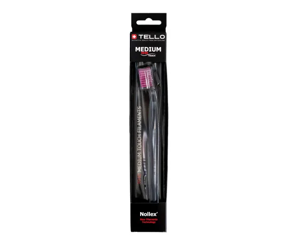 Зубна щітка Tello (Телло), 3940 Medium, Black, d 0,15mm. - Рожевий Tello Switzerland