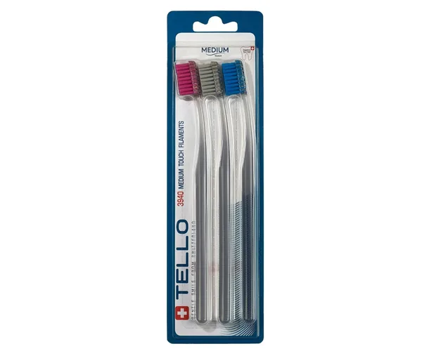 Зубна щітка Tello (Телло), 3940 Medium, d 0.15 mm., потрійний набір Tello Switzerland