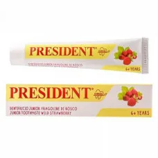 Дитяча зубна паста President Junior Strawberry (Президент Джуніор Стравбери), ксиліт та фтор 950 ppm (від 6 років), полуниця, 50 мл. Betafarma