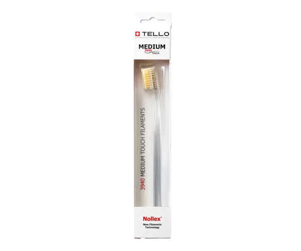 Зубна щітка Tello White (Телло Вайт), 3940 Medium, d 0,15mm - Жовтий Tello Switzerland