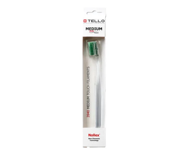 Зубна щітка Tello White (Телло Вайт), 3940 Medium, d 0,15mm - Зелений Tello Switzerland