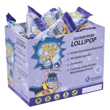 Корисні льодяники з ксилітолом, на паличці, Xylipop (Ксиліпоп), упаковка 50 шт. Miradent - Чорниця