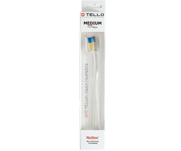 Зубна щітка Tello White (Телло Вайт), 3940 Medium, серія патріотична Tello Switzerland