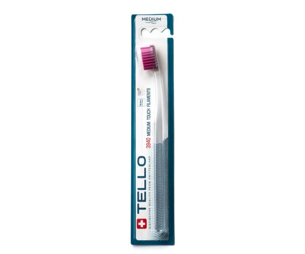 Зубна щітка Tello (Телло), 3940 Medium, d 0,15mm - Рожевий Tello Switzerland