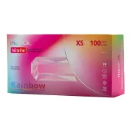 Рукавички нітрилові різнокольорові Rainbow мікс 5 кольорів розмір XS. MediOK. 50 пар