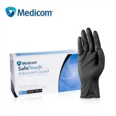 Рукавички нітрилові MEDICOM чорні, розмір S (50 пар)