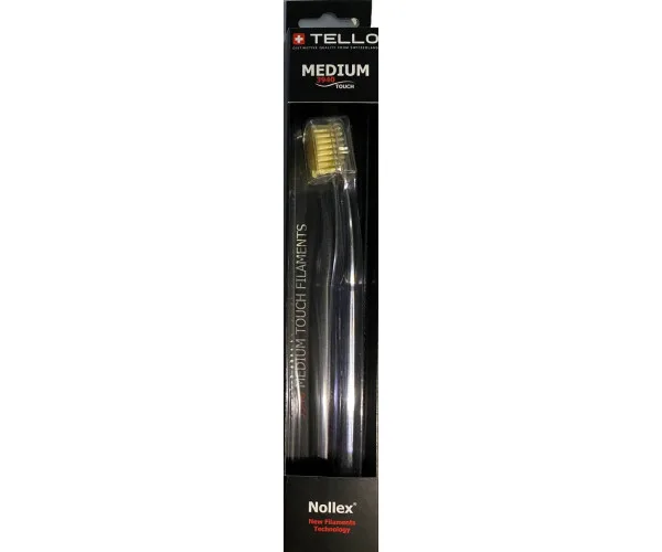 Зубна щітка Tello (Телло), 3940 Medium, Black, d 0,15mm. - Жовта Tello Switzerland