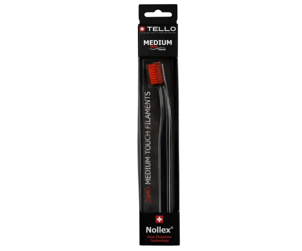 Зубна щітка Tello (Телло), 3940 Medium, Black, d 0,15mm. - Червоний Tello Switzerland