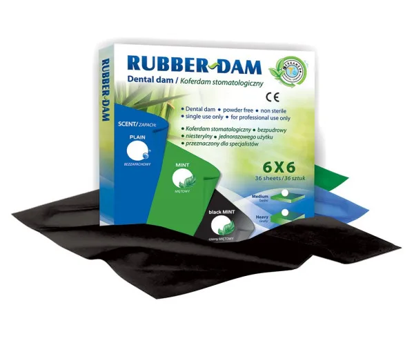 Хустинки до кофердаму RUBBER DAM Medium 36 шт. Колір чорний. Cerkamed Cercamed (Польща)
