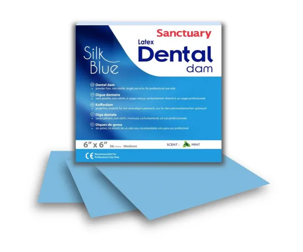 Кофердам хустинки Silk Blue THIN Dental Dam, латексний, блакитний Sanctuary